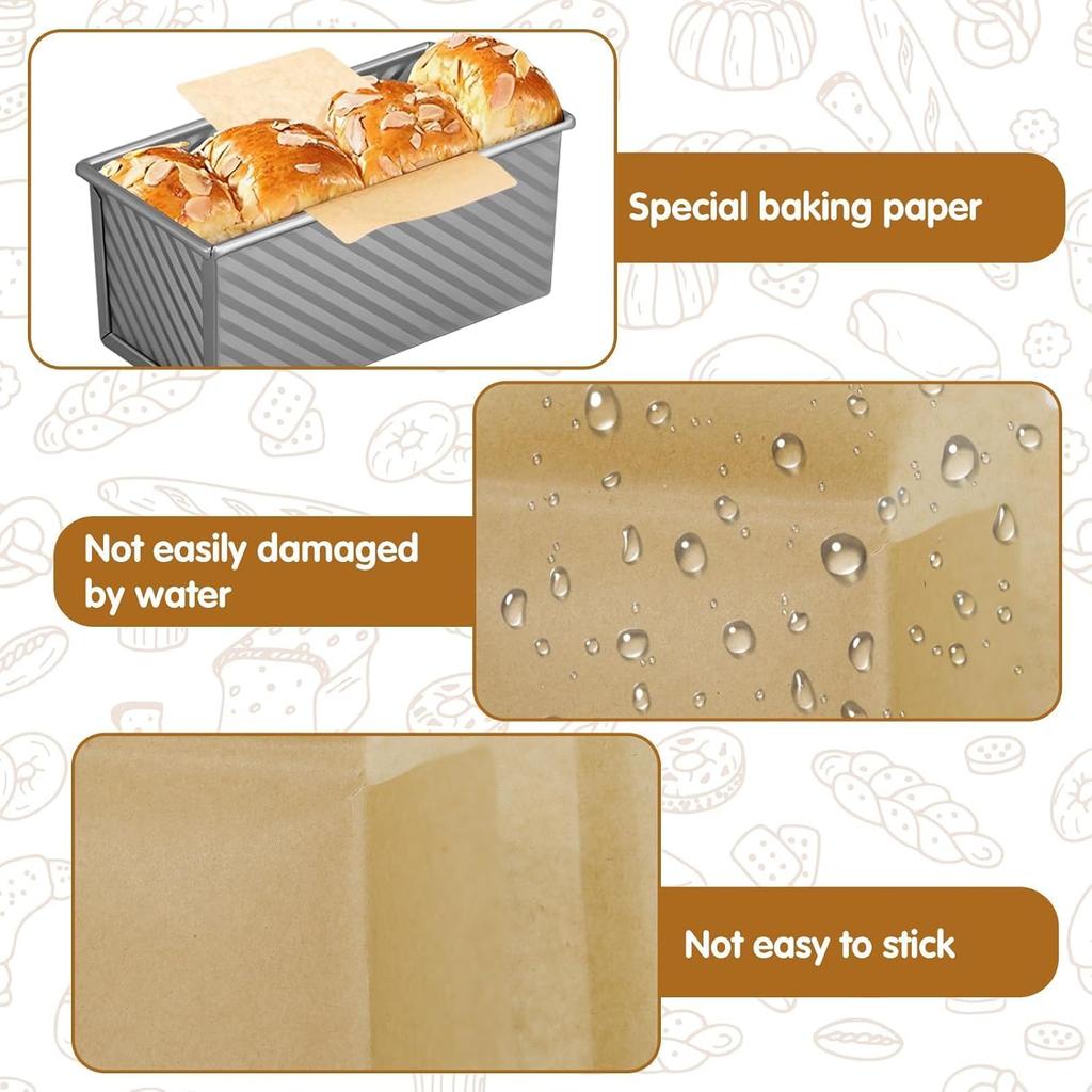 100Pcs Brown Baking Paper, Mini Bread Loaf Pan Liners Loaf Pan Parchment Liners Bread Pan Parchment Supplies, Non-Stick Disposable Greaseproof Baking