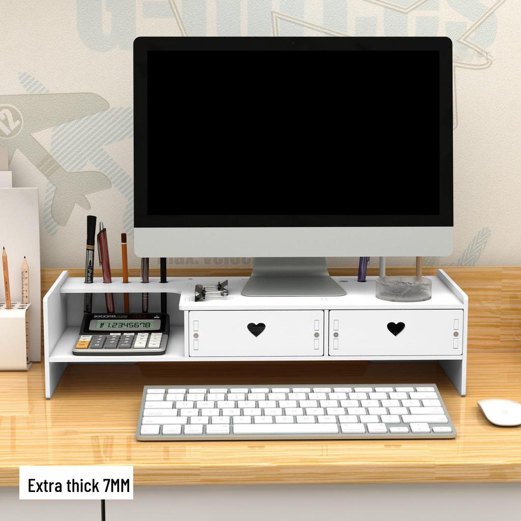 Office Desktop Monitor Riser with Drawer Storage
