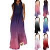 Women's New Spring And Summer Fashion Classic V-neck Color Printing Sleeveless Long Dress