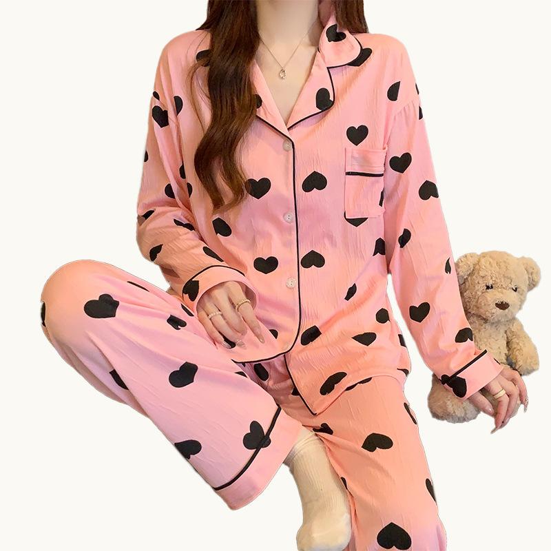 High-End Love Pink Pajamas Women'S Spring And Autumn New Long-Sleeved Loose Suit Loungewear