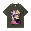 275 GSM Washed T-shirts 100% Cotton Jujutsu Kaisen V19 Gojo Print Unisex Heavy Cotton T Shirt