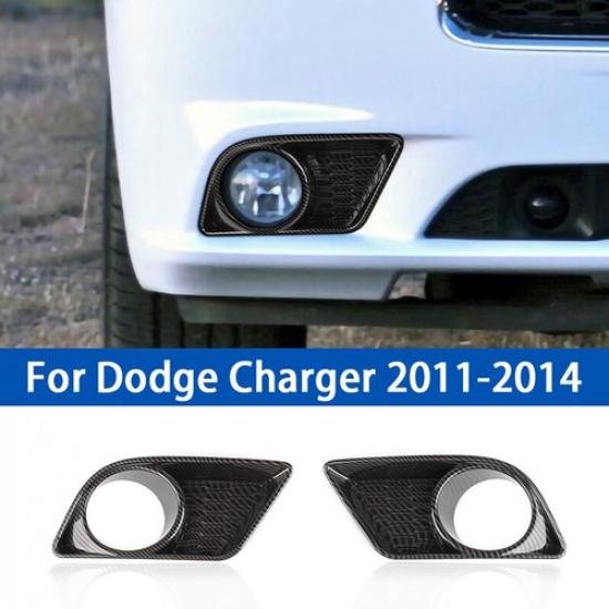 Carbon Fiber Front Bumper Fog Light Lamp Cover Trim for Dodge Charger 2011-2014