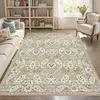 Crystal velvet carpetArea Rug Living Room Rugs: Washable Vintage Floral Oriental Farmhouse Large Thin Indoor Carpet for Bedr