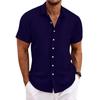 Men's Cotton and Linen Sports Casual Loose Short Sleeved Shirt