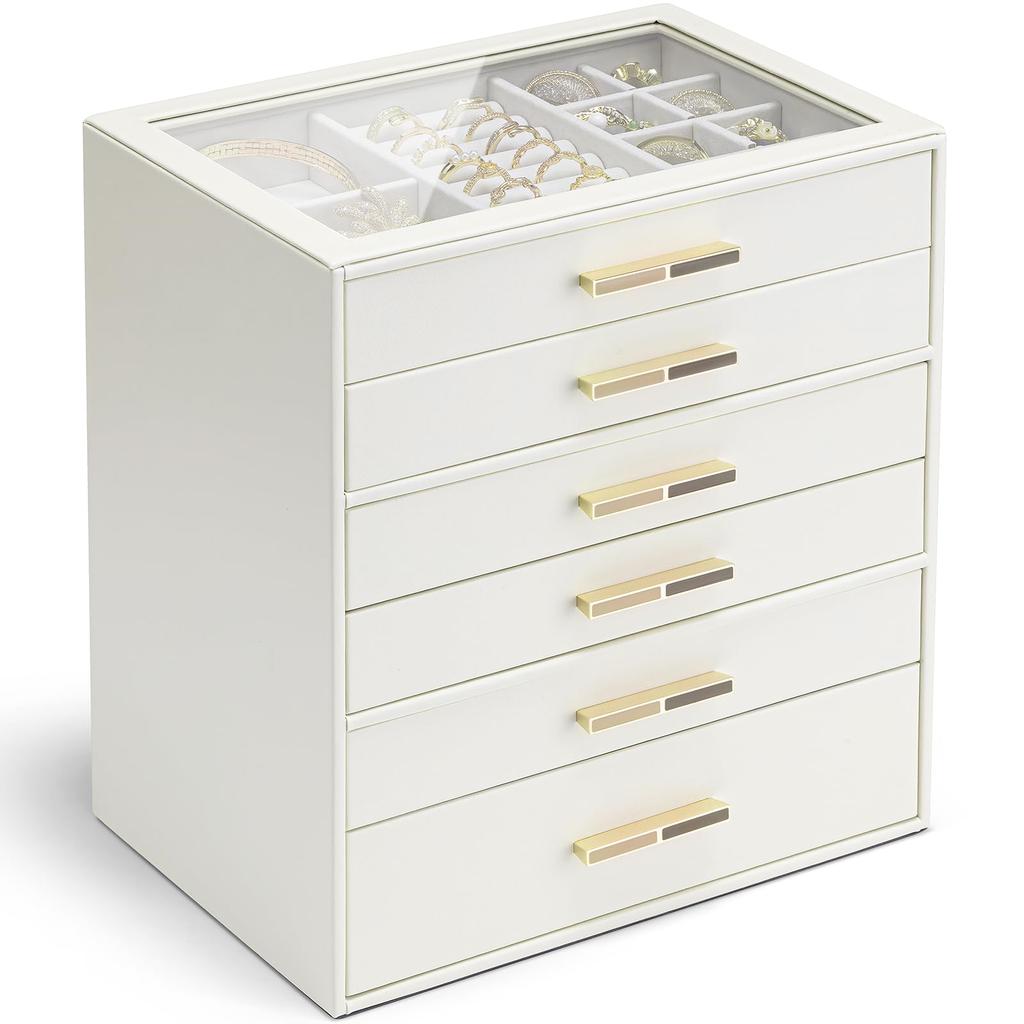Vlando Jewelry Box, Large Capacity Accessory Case, Jewelry Storage Box, Makeup Box, Earrings, Rings, Necklaces, Small Items, Box, Drawer, Jewelry Bag,