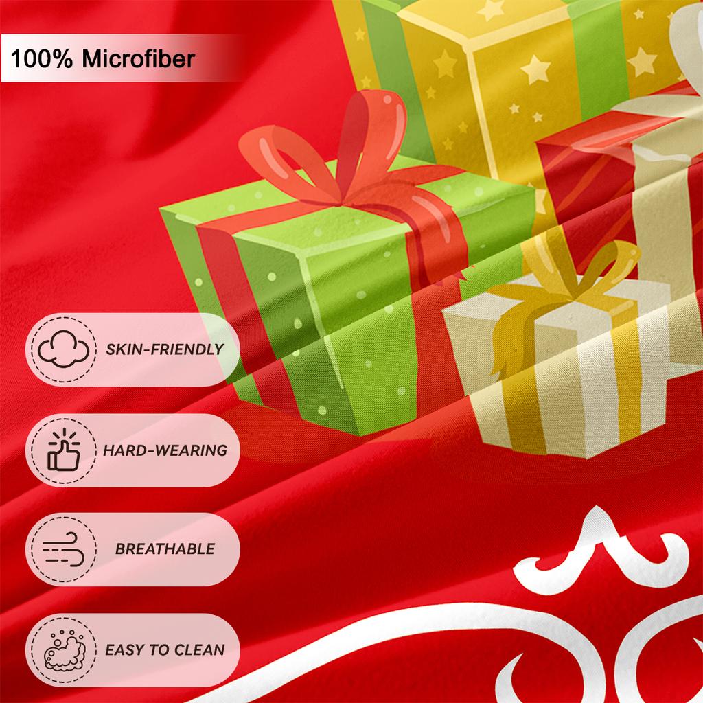 3pcs/set Christmas Reindeer Snowman Bedding Set Includes 1 Duvet Cover And 2 Pillowcases Soft And Skin-Friendly