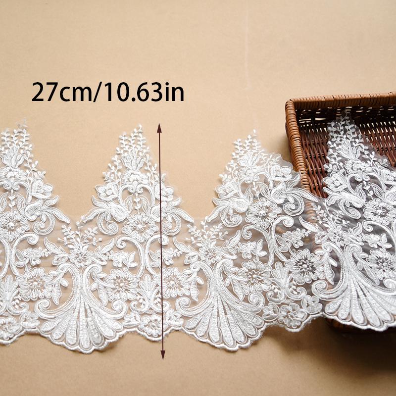 1 Yard White Flower Mesh Lace Trim Applique Wedding Dress Sewing Decoration