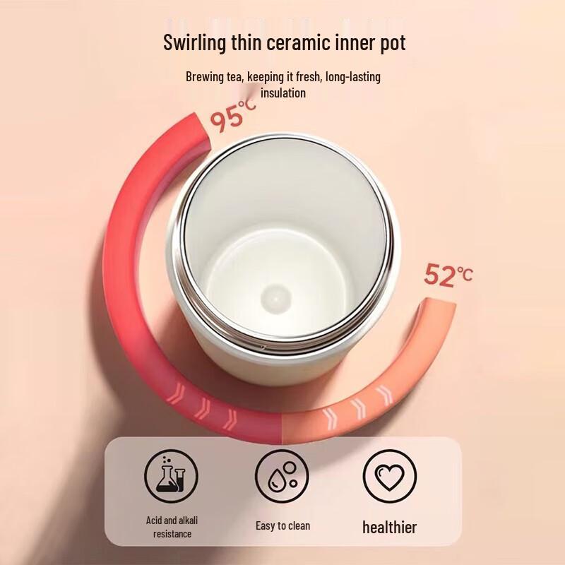 TOMIC Insulated Ceramic Lined Tea Thermos Cup