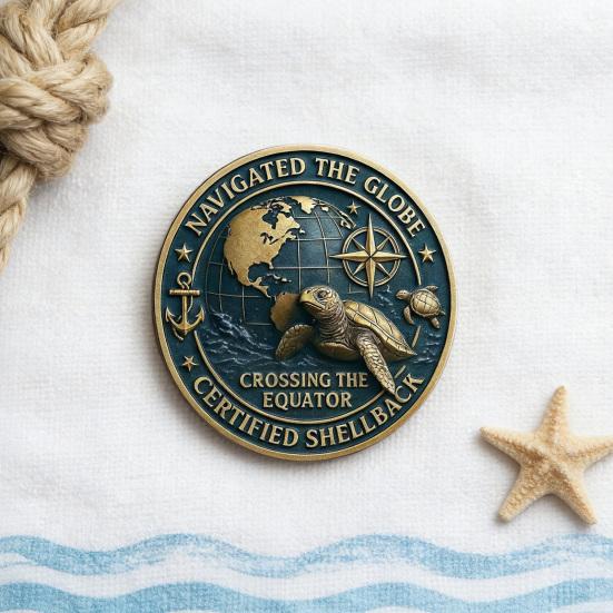 U.S. Navy Shellback Crossing The Line Challenge Coin Navy Souvenir Military Commemorative Coin for Veterans Sailors