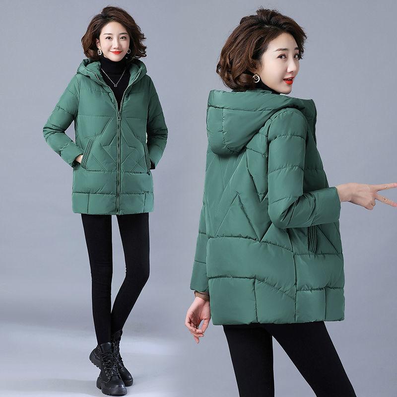 

Women s Autumn and Winter Padded Thickened Plus Size Padded Medium Length Hooded Zip Loose Warm Comfortable Casual Outerwear XXS
