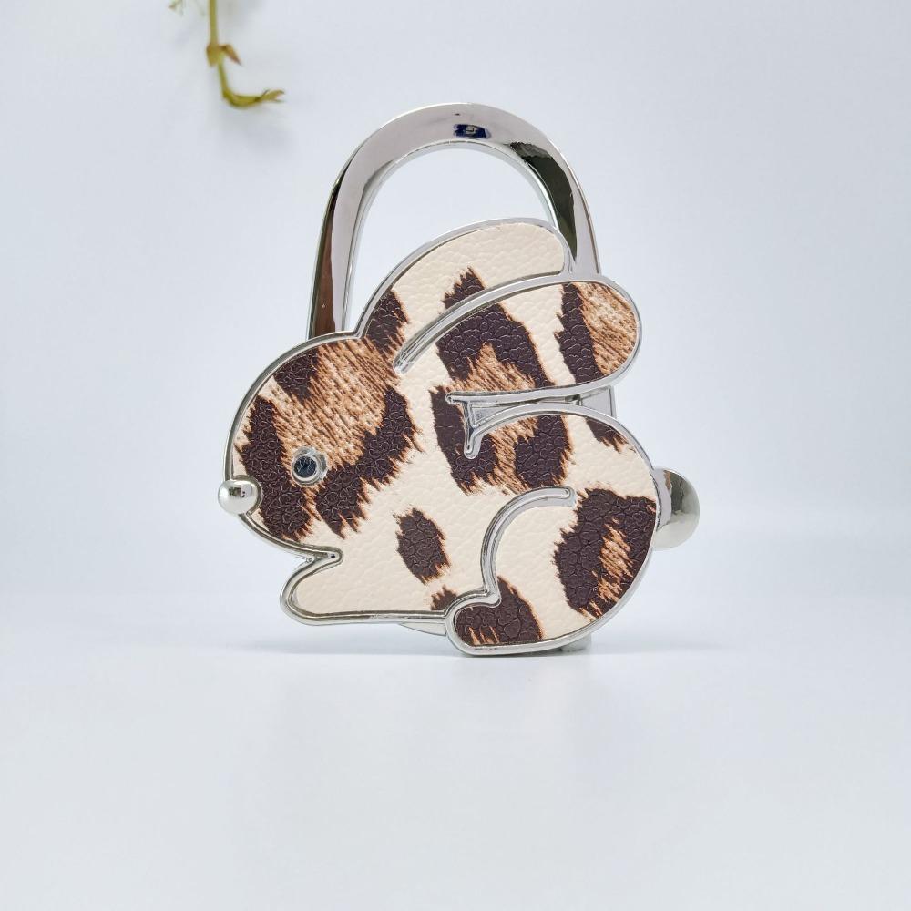 Rabbit Design Adhesive-Free Hooks Foldable Structure Cartoon Purse Hanger Portable Durable Handbag Hook for Women
