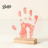Durable Wood Base Display DIY Handprint Kit, Transparent Acrylic Panel And Art Preschool Classroom Supplies Project, Handmade Memory Keepsake