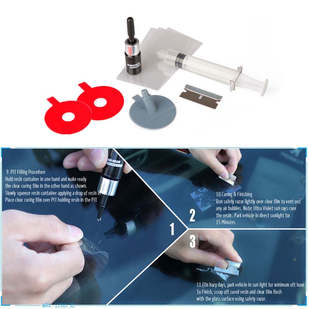 DIY Car Windshield Repair Kit Windscreen Glass Repair Tool Set for Star Half Moon Cracks or the