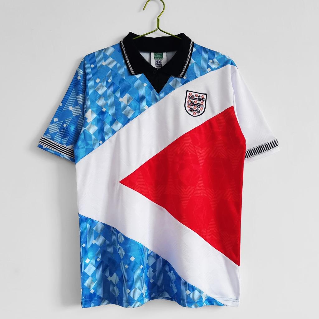 1990 England retro jersey England Gascoigne, Shearer, Lineker special edition football jersey S светло-синий