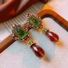 Elegant Knot Diamond Embedded Enamel Flower Earrings Vintage Court Style Women's Fashion Jewelry Personality Trend