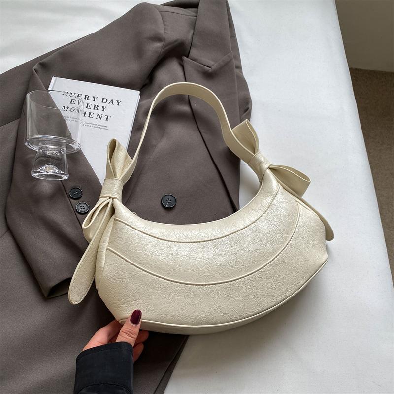 Spring/Summer new Ballet French cute solid color bow crescent bag