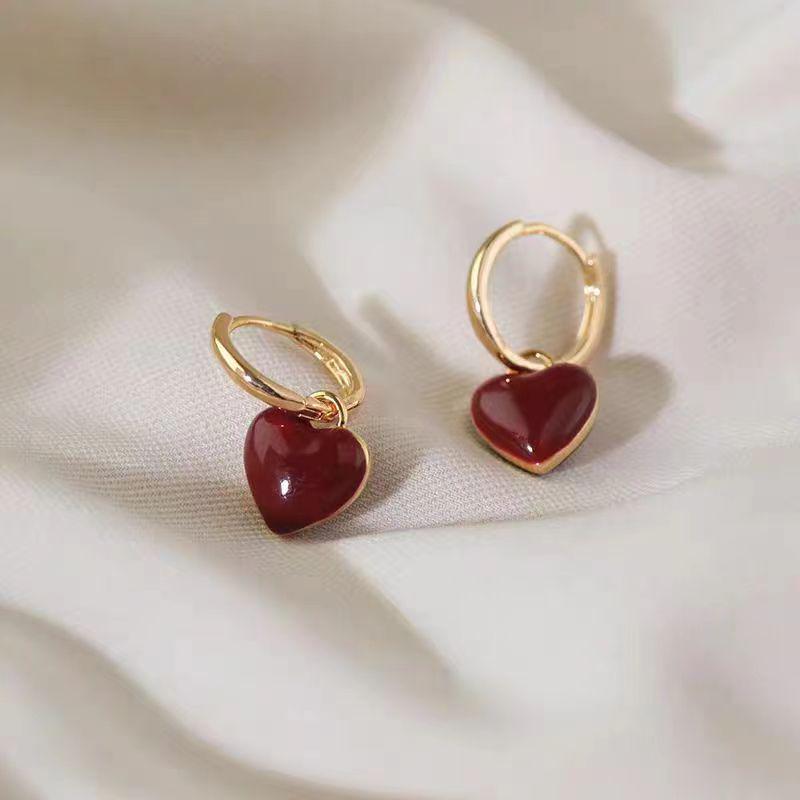 

Elegant Red Drip Glaze Square Earrings - Versatile, High-End, and Lightweight Luxury