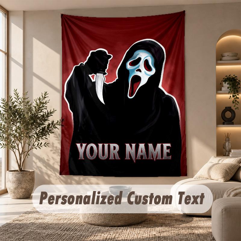 Tapestry Custom Name Text, Wall Hanging Tapestry Home Room DecorScream Ghostface