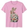 Pastel Floral Bunny Unisexs TShirt Spring Easter Gift For Her