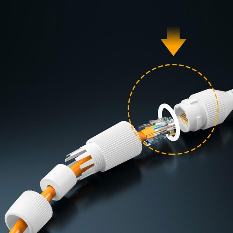 5PC RJ45 Couplers IP67 Ethernets Networks Cable Connectors Straight-through Header Broadband Networks Cable Extenders