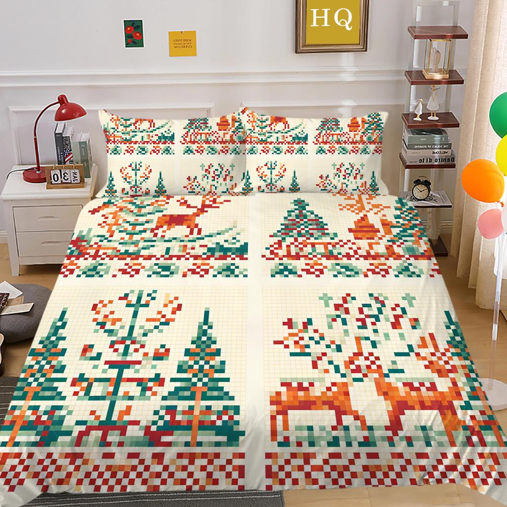 Weihnachtsdruck 3D-Druck Polyester Kissenbezug Bettbezug Zwei- oder Dreiteiliges Set