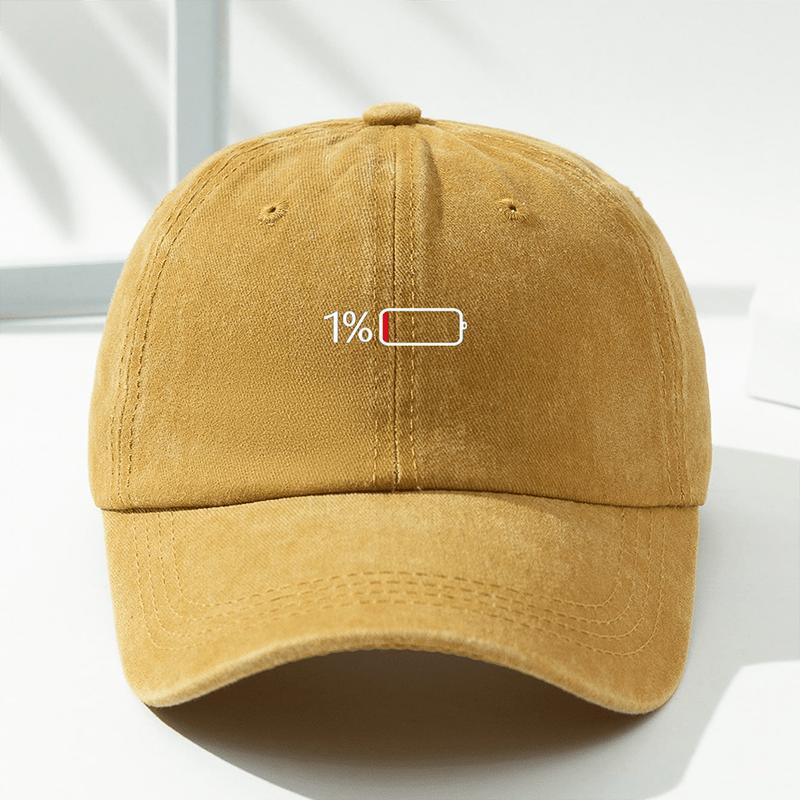 1pc Men's Washed Printed Baseball Cap,battery Display Printing,outdoor Leisure Windproof Sun Cap,suitable for Daily Wear,party