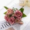 1PC Artificial Flowers Silk Rose Peony Small White Bouquet Vases for Home Party Winter Wedding Decoration Cheap Fake Plant