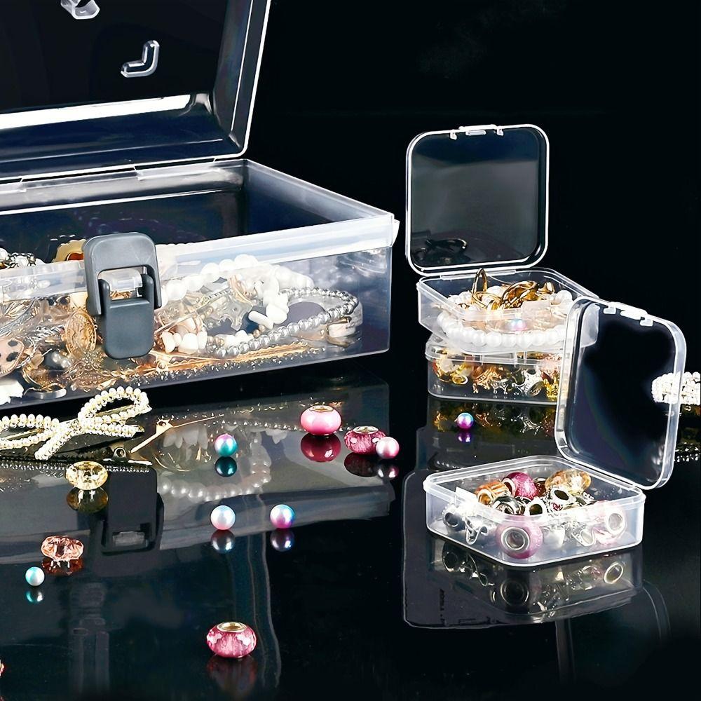 Household 24-grid Screw Storage Box Plastic Transparent Bead Organizer Box Portable Square Clear Containers Boxes