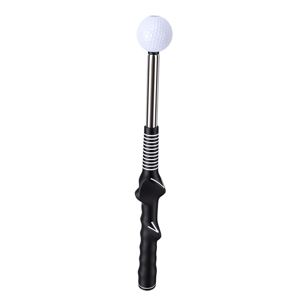 Swing Trainer Aid Right Hand Click Feedback Retractable Swing Trainer Practice Stick with Black Grip White Ball