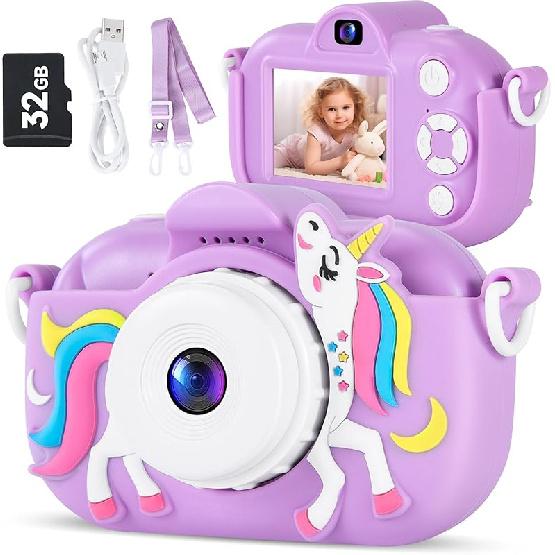 Kids Camera Digital Camera for Age 3-8, 1080P Toddler Camera for Kid with 32GB SD Card, Toddler Girls Toys Age 6-8, Christmas Birthday Gifts for