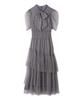 Half Sleeve Lame Tulle Dress RWFO251081 GRY [FurFur] Women's