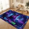 Cat Theme Crystal Velvet Floor Rug Personalized Custom Name Text Warm Carpet Home Decoration