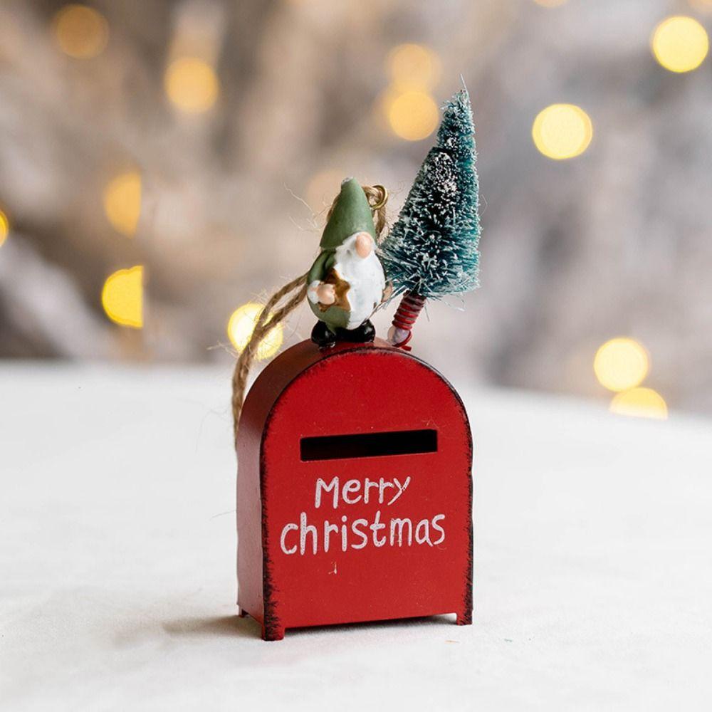 Iron Santa Claus Mailbox Pendant Cartoon Christmas Tree Pendant Mailbox Hanging Pendant  New Year