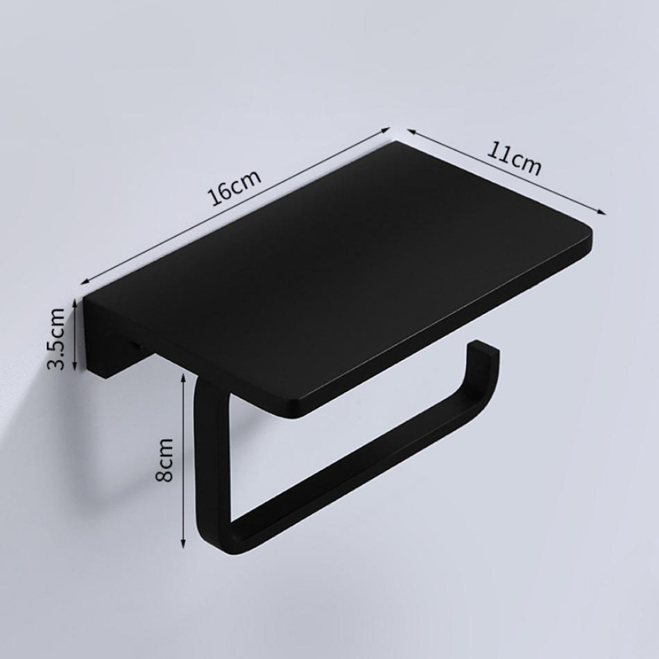 

Держатель для бумаги с полкой, черный, серый, белый, алюминиевый, для ванной, кухни, туалета, держатель для рулонов бумаги с полками для телефона, держатель для хранения салфеток чёрный