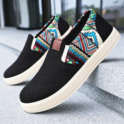 Men's Shoes New Printed Casual Shoes Shallow Mouth Old Beijing Cloth Shoes Light Shoes Trendy Single Shoes Soft Sole Breathable Board Shoes
