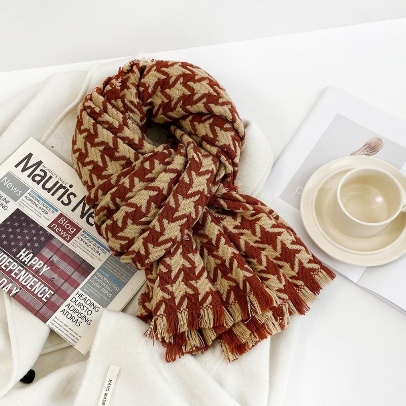 Qiandongge scarf, women's autumn and winter warm thickened medium and long scarf versatile scarf fashion shawl