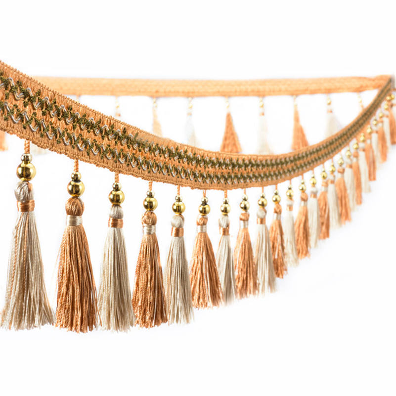 1M Frangia con Nappe e Perline per Tende, Bordino da Cucito, Treccia, Stile Boho, Rivestimenti, Fai da Te, Bordino in Pizzo, Frange, Accessori per Tende