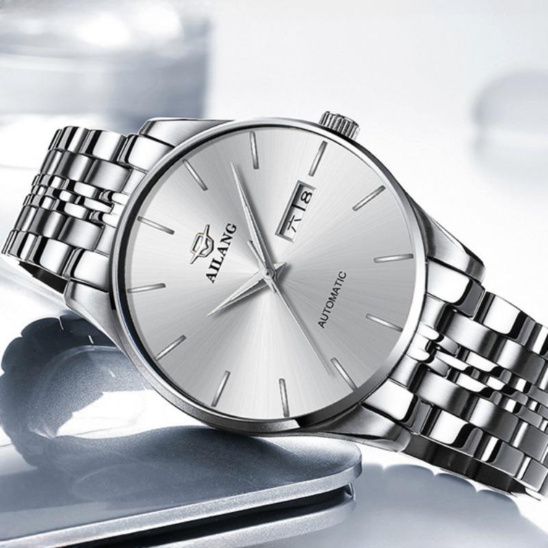 AILANG Men's Mechanical Watch Fully Automatic Ultra -thin Fashion Trend Men's Watch Bilateral Calendar Night Light Waterproof