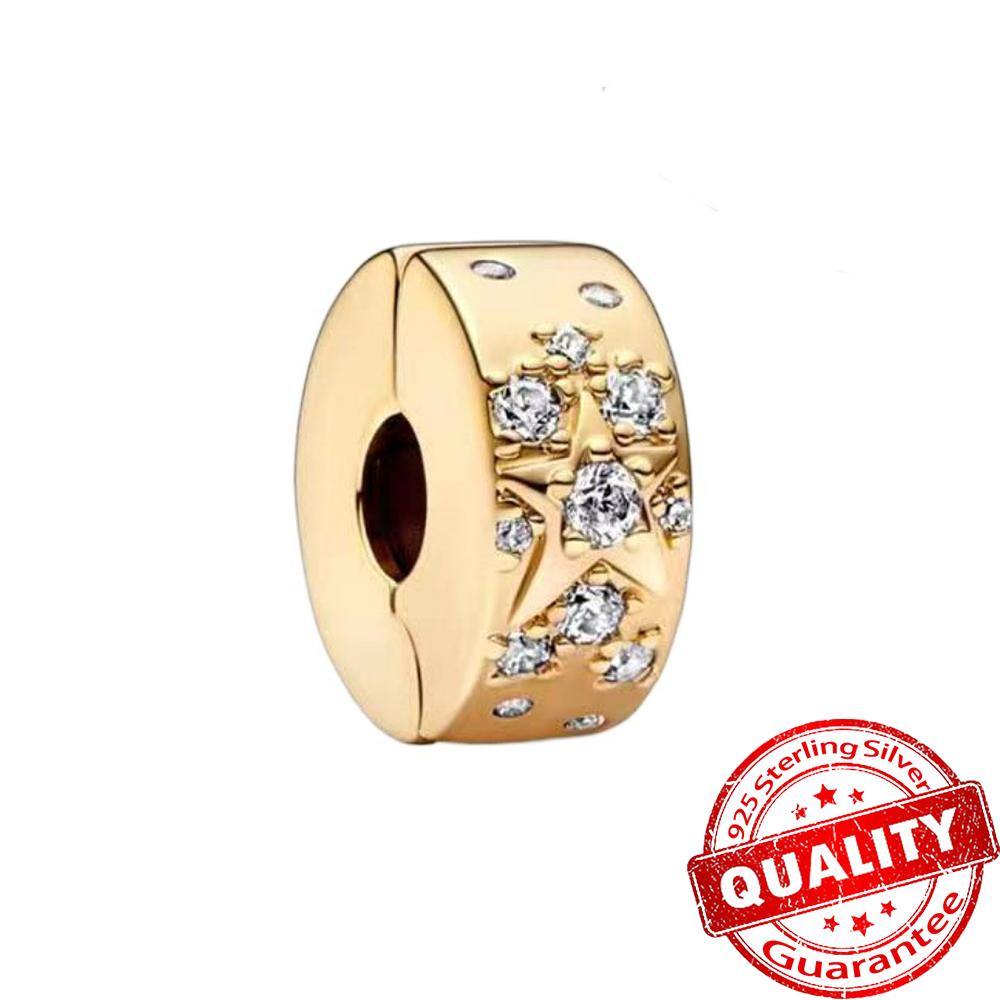 Simple Copper Pink Daisy Spacer Clip Charm Fit Original Bracelet Color Rubik'S Cube Charms Diy Classic Jewelry