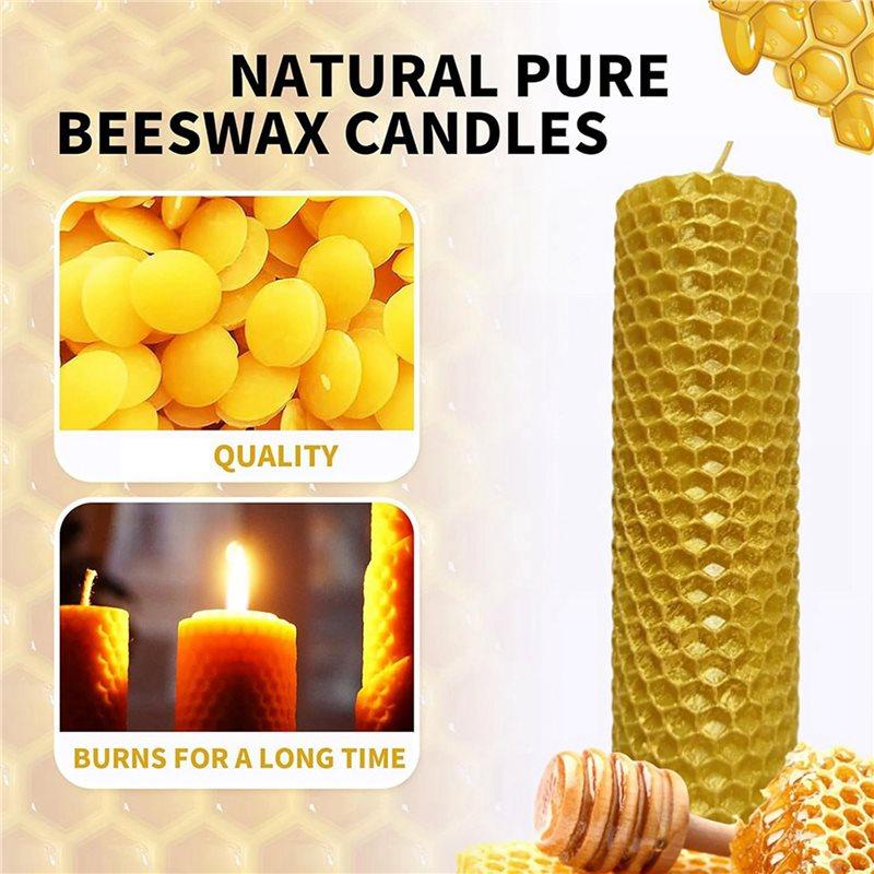 2025 Trend 30 Pieces 100% Natural Beeswax Candle Making Kit, Honeycomb Texture DIY Beeswax Candle Craft Set