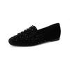 Strass Einzelne Schuhe Damen 2026 Frühling und Herbst Flachboden Französische Ballett Damenschuhe Flache Öffnung Ein Pedal Loafer