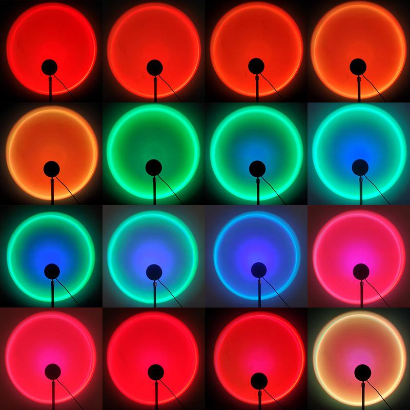 ZK20 Sunset Lamp Led Projector Remote Control Rainbow Atmosphere Night Light Photographic Home Background Wall Decoration Lamp