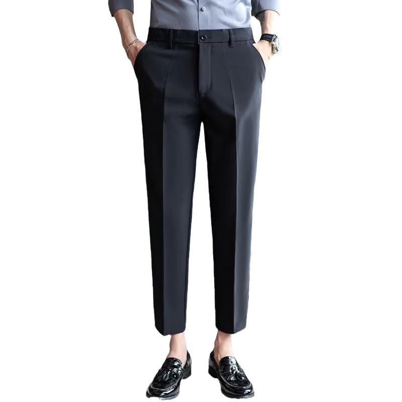 Casual Pants Men's Spring and Autumn New High-end Men's Pants Slim-fitting Embroidered Fashion Nine-point Suit Pants