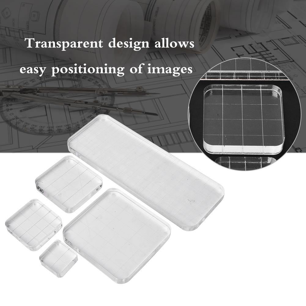 5 Pcs Rubber Stamp Block Transparent Acrylic Round Angle Manual Stamp Making Accessory