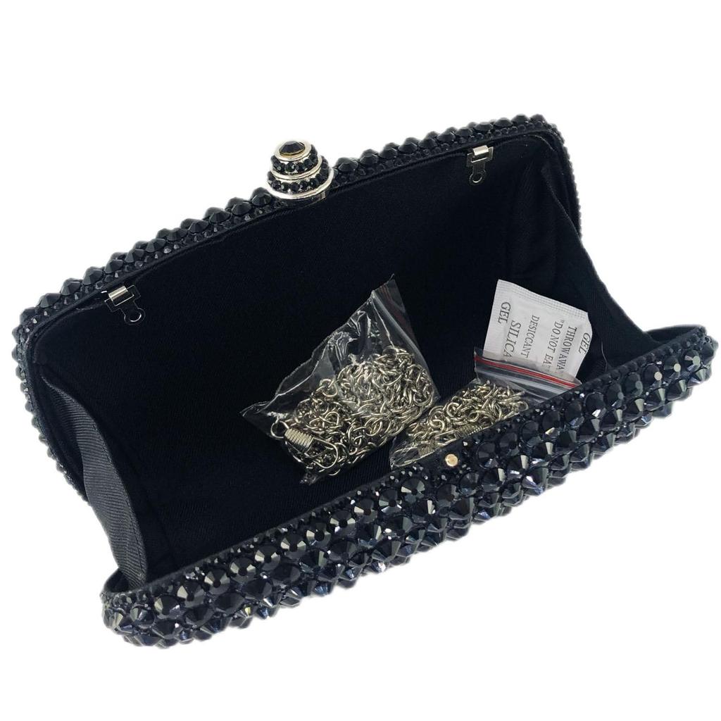 Boutique De FGG Crystal Clutch Purse with Spikes Women Party Clutch Bag Rhinestone Evening Handbags Wedding Prom Clutch,Mini