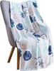 Coastal Starfish Seashell Coral Flannel Throw Blanket, Blue Ocean Nautical Print Soft Warm Lightweight Blanket for Sofa Bed Beach Home Decor Gift