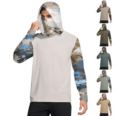 Men's Shirt With Mask Lightweight Long Sleeve Hooded Hiking Fishing Performance