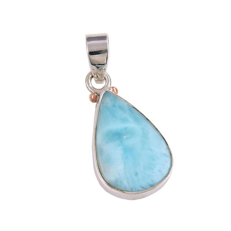 Natural Republic Larimar Gemstone 925 Solid Sterling Silver Pendant 1.25'' h1A23