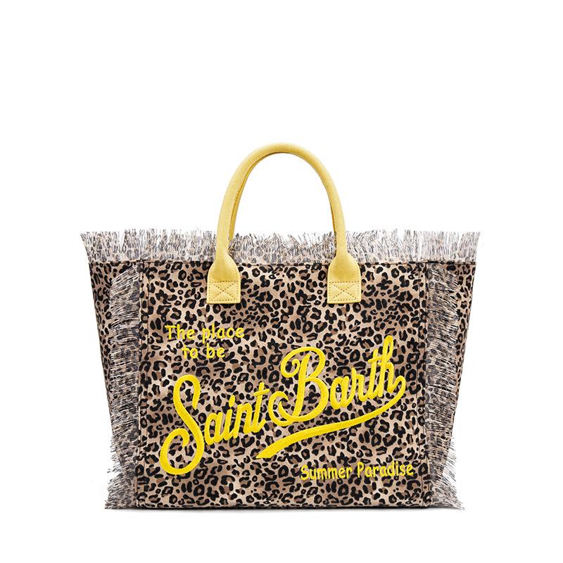 Straw Mat Beach Bag Fringed Handbag Canvas Denim Tote Bag Travel Versatile Large-capacity Handbag