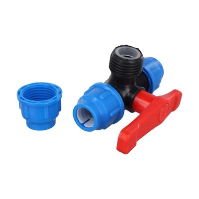Vanne à bille 3 voies en plastique 20/25/32/40/50mm Raccords de tuyau d'eau PE Robinet Déviateur Pelouse